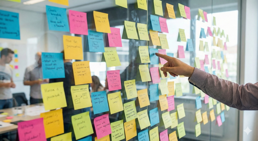 Phase 1 - Divergence
So many Sticky Notes with Expectations by each Team Member