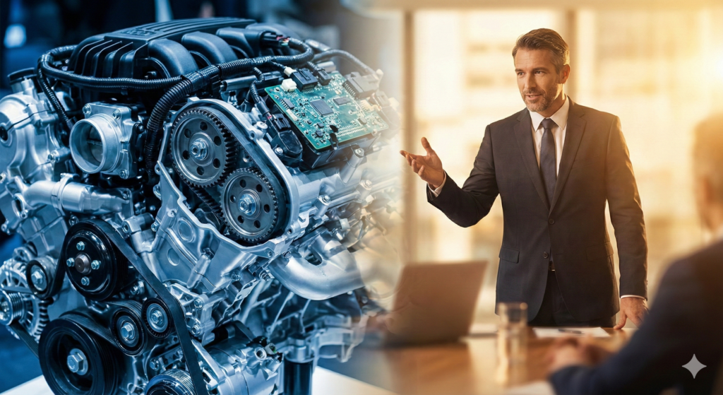 Andy Balbus providing executive coaching for automotive leaders, bridging the gap between technical engineering and human leadership.