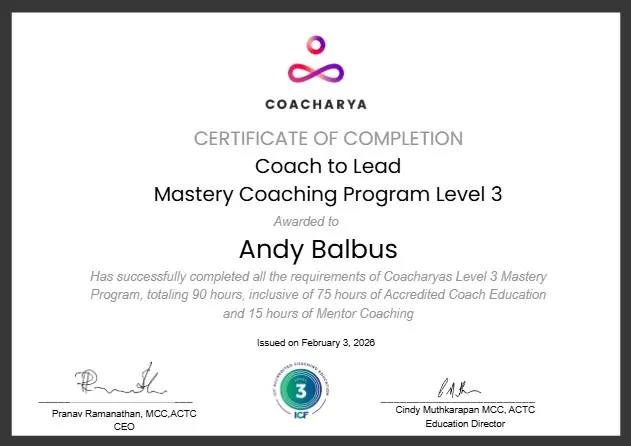 MCC Certificate - Andy Balbus