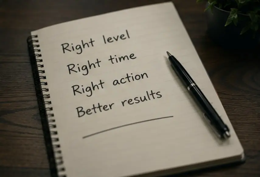 Find the Right Time, the Right Level, take Action!