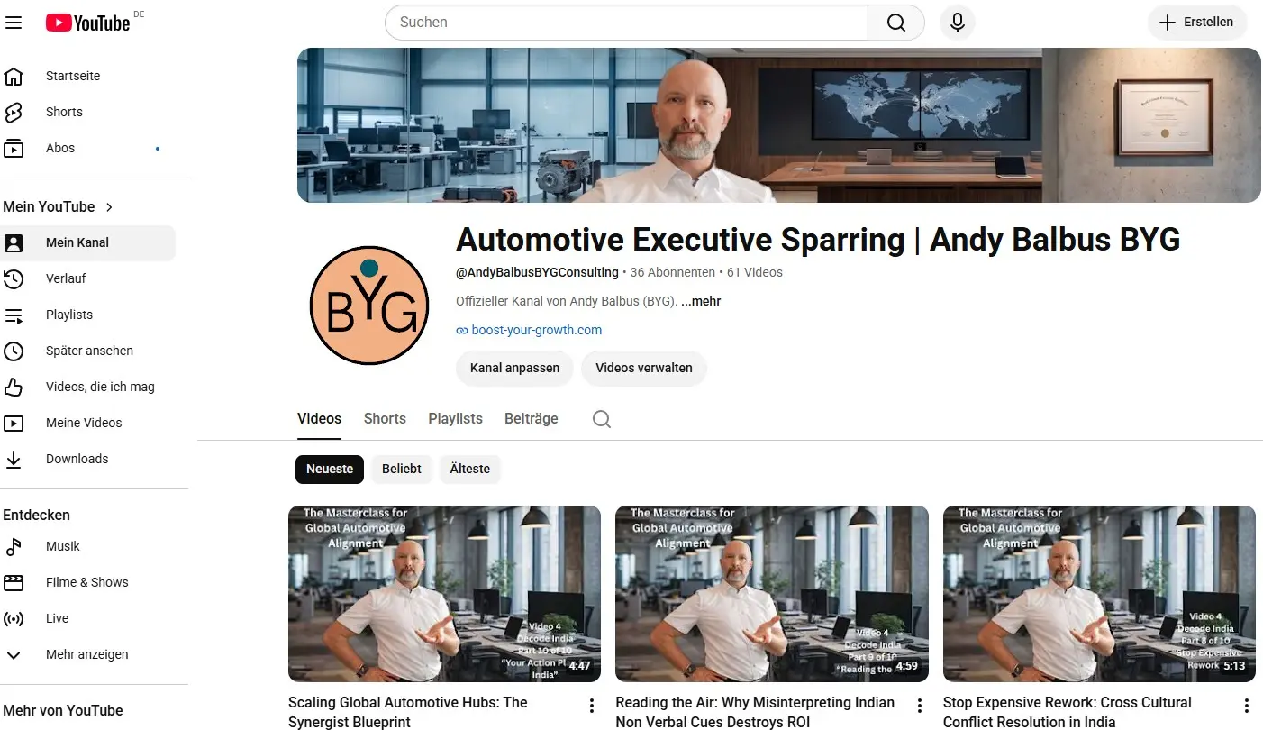 Youtube Channel Andy Balbus BYG Consulting